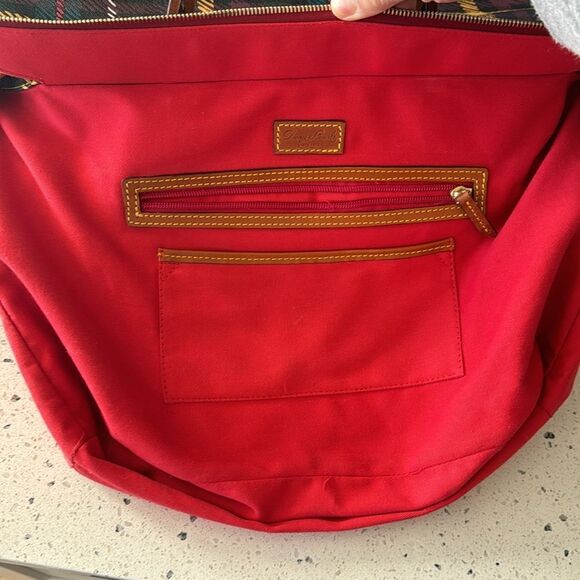 DOONEY & BOURKE Multicolored Leather Plaid Shopper Tote Shoulder Handbag Top Zip - Picture 5 of 16